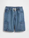 Gap Factory Kids Pull-on Loose Denim Cargo Shorts In Blue