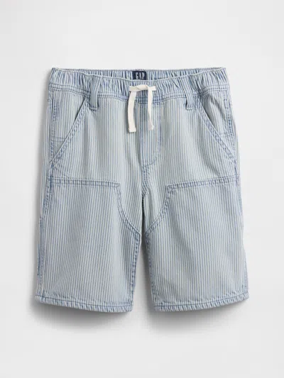 Gap Factory Kids Pull-on Loose Denim Carpenter Shorts In Gray