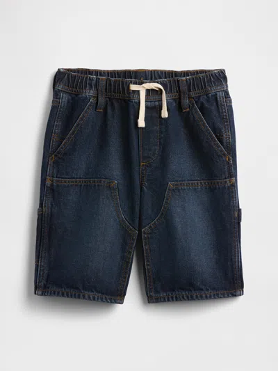 Gap Factory Kids Pull-on Slim Denim Carpenter Shorts In Blue