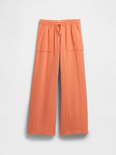 Gap Factory Kids Pull-on Wide-leg Gauze Pants In Orange