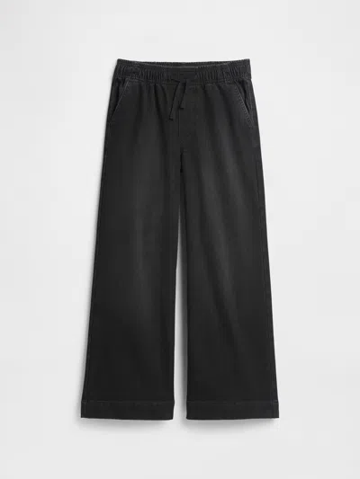 Gap Factory Kids Pull-on Wide-leg Sweatpant Jeans In Black