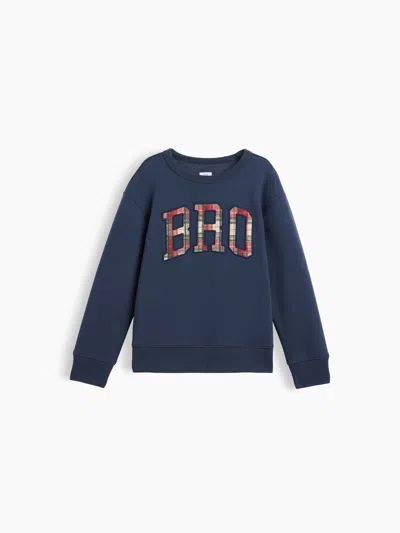 Gap Factory Kids Relaxed Big Bro Crewneck Sweatshirt In Plaid Family Logo Fill