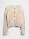 Gap Factory Kids Relaxed Cable-knit Crewneck Cardigan In Neutral
