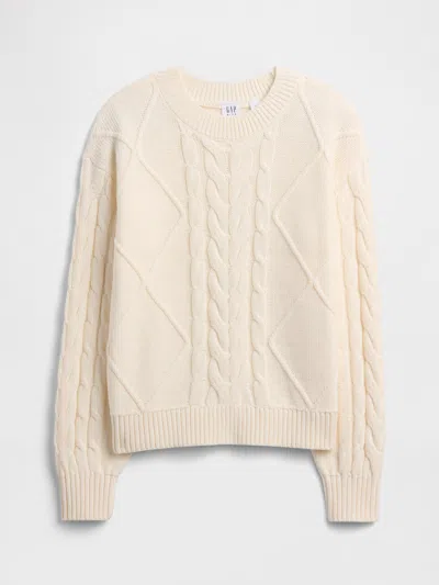 Gap Factory Kids Relaxed Cable-knit Sweater In Neutral