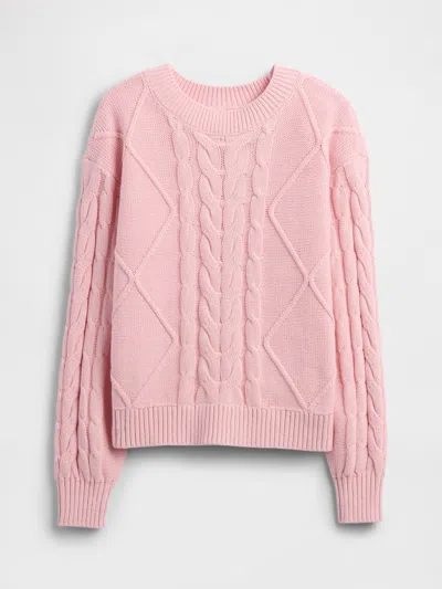 Gap Factory Kids Relaxed Cable-knit Sweater In Pink