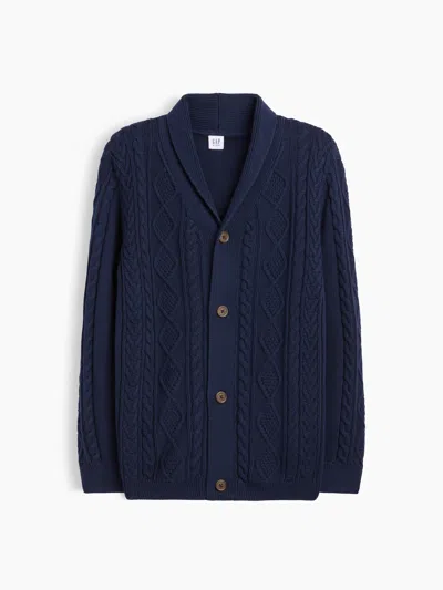 Gap Factory Kids Relaxed Cable-knit Cardigan In Tapestry Navy