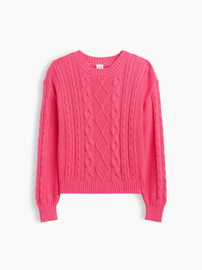 Gap Factory Kids Relaxed Cable-knit Crewneck Sweater In Pink