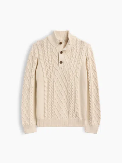 Gap Factory Kids Relaxed Cable-knit Mockneck Henley Sweater In Tan Chino