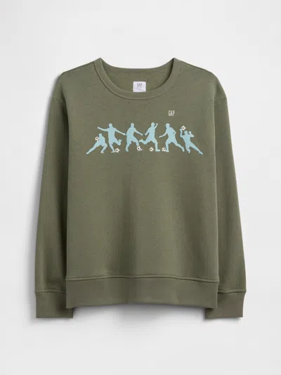 Gap Factory Kids Relaxed Crewneck Graphic Sweatshirt In Green