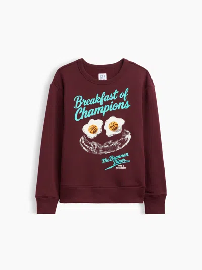 Gap Factory Kids Relaxed Crewneck Sweatshirt In Noir Red