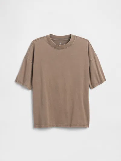 Gap Factory Kids Relaxed Crewneck T-shirt In Brown