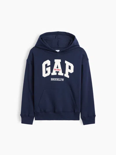 Gap Factory Kids Relaxed Gap Brooklyn Logo Hoodie In New Navy Blue