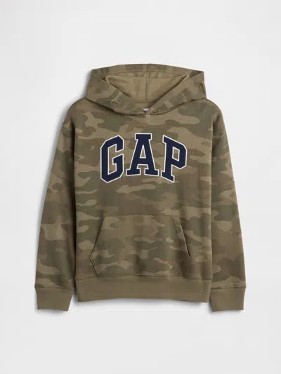 Gap Factory Kids Relaxed Gap Logo Camo Hoodie In Green