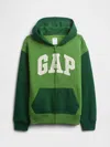 Gap Factory Kids Relaxed Gap Logo Colorblock Zip Hoodie In Green