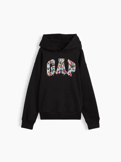 Gap Factory Kids Relaxed Gap Logo Hoodie In Black Ice Cream