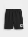 Gap Factory Kids Relaxed Gap Logo No-pocket Pull-on Shorts In Black