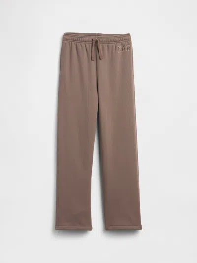 Gap Factory Kids Relaxed Gap Logo Straight-leg Sweatpants In Brown