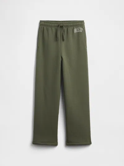 Gap Factory Kids Relaxed Gap Logo Straight-leg Sweatpants In Green