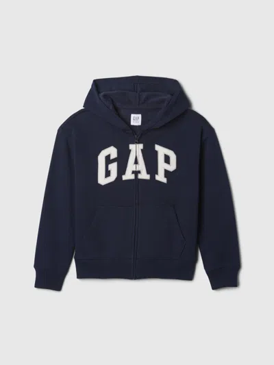 Gap Factory Kids Relaxed Gap Logo Zip Hoodie In Blue