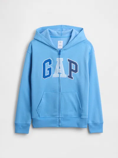 Gap Factory Kids Relaxed Gap Logo Zip Hoodie In Blue