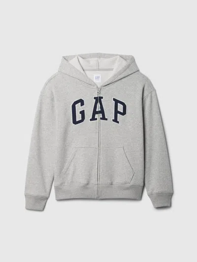 Gap Factory Kids Relaxed Gap Logo Zip Hoodie In Gray