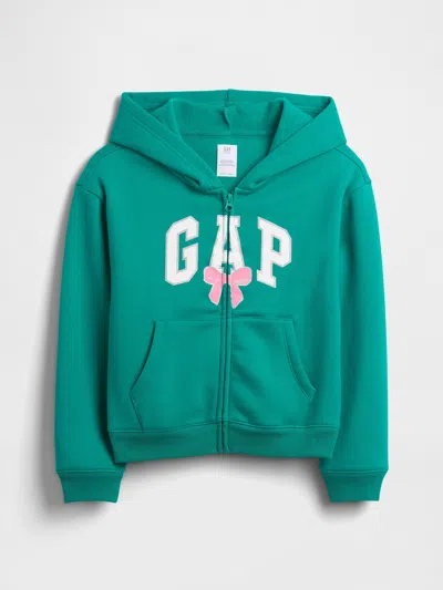 Gap Factory Kids Relaxed Gap Logo Zip Hoodie In Green