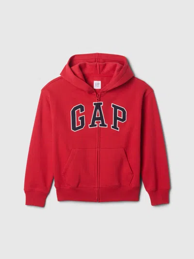 Gap Factory Kids Relaxed Gap Logo Zip Hoodie In Red