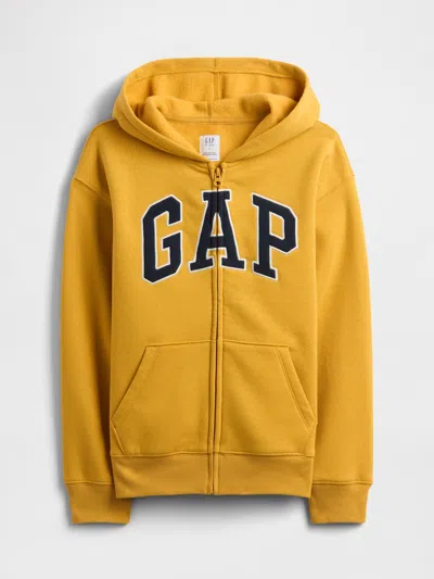 Gap Factory Kids Relaxed Gap Logo Zip Hoodie In Yellow