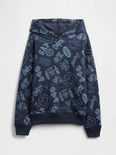 Gap Factory Kids Relaxed Gap Print Hoodie In Blue