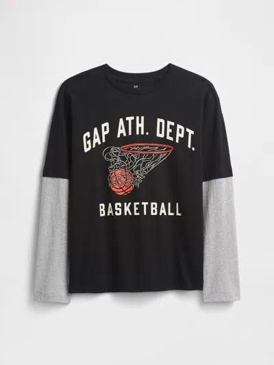 Gap Factory Kids Relaxed Graphic T-shirt In Black
