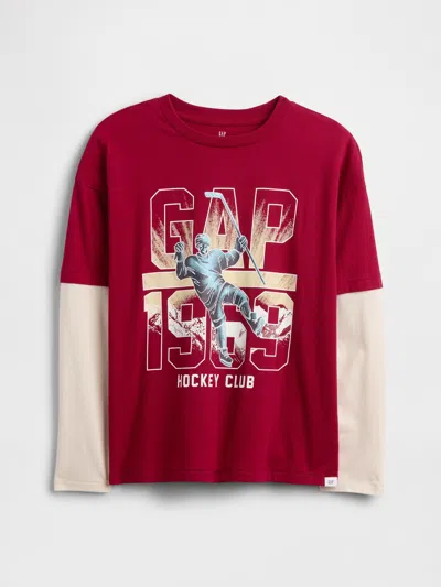 Gap Factory Kids Relaxed Graphic T-shirt In Red