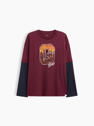 Gap Factory Kids Relaxed Graphic T-shirt In Tuscan Red