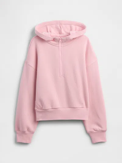Gap Factory Kids Relaxed Half-zip Fleece Hoodie In Pink