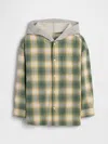 Gap Factory Kids Relaxed Hooded Flannel Shirt In Green