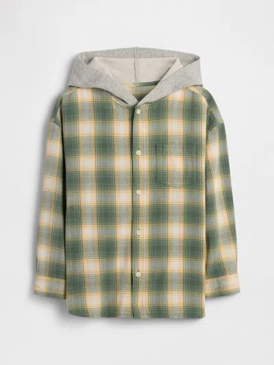 Gap Factory Kids Relaxed Hooded Flannel Shirt In Green