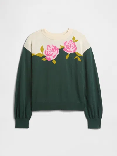 Gap Factory Kids Relaxed Intarsia Sweater In Green