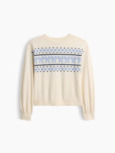 Gap Factory Kids Relaxed Intarsia Sweater In Ivory Fairisle Bow