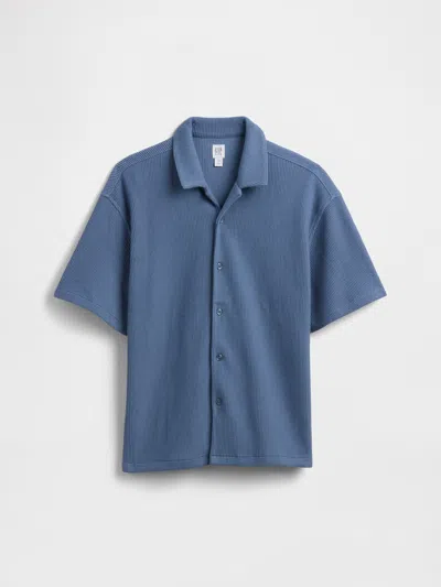 Gap Factory Kids Relaxed Jacquard Ribbed Vacay Shirt In Blue