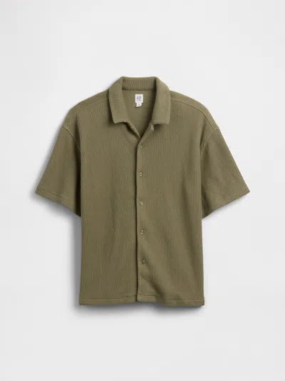 Gap Factory Kids Relaxed Jacquard Ribbed Vacay Shirt In Green
