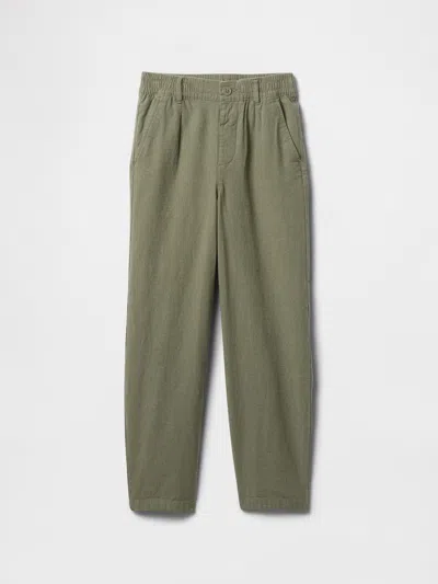Gap Factory Kids Relaxed Linen-blend Pants In Green
