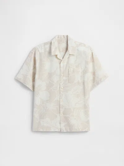 Gap Factory Kids Relaxed Linen-blend Vacay Shirt In Brown