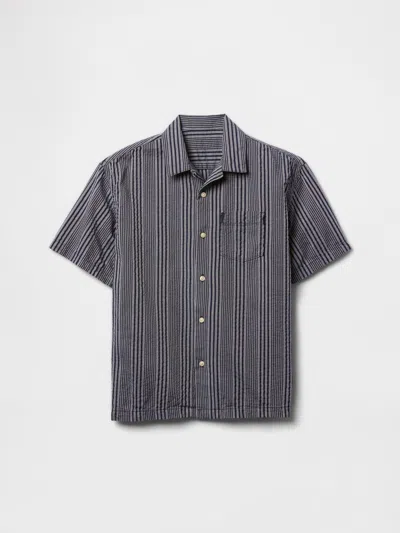 Gap Factory Kids Relaxed Linen-blend Vacay Shirt In Gray