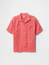 Gap Factory Kids Relaxed Linen-blend Vacay Shirt In Orange