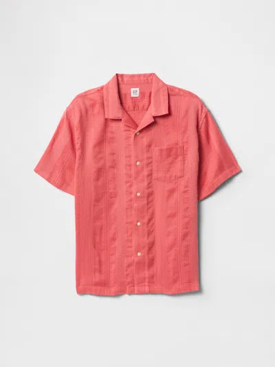 Gap Factory Kids Relaxed Linen-blend Vacay Shirt In Orange