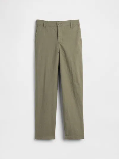 Gap Factory Kids Relaxed Linen-blend Pants In Green