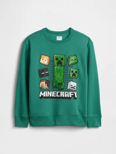 Gap Factory Kids Relaxed Minecraft Graphic Sweatshirt In Green