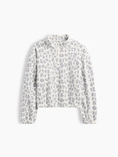 Gap Factory Kids Relaxed Polar Fleece Half-zip Sweatshirt In Snow Leopard