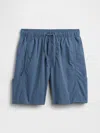Gap Factory Kids Relaxed Pull-on Hybrid Cargo Shorts In Blue