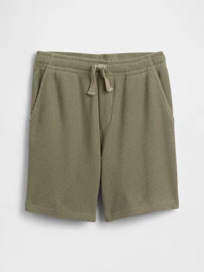 Gap Factory Kids Relaxed Pull-on Jacquard Ribbed Shorts In Green