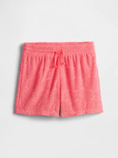 Gap Factory Kids Relaxed Pull-on Towel Terry Shorts In Pink